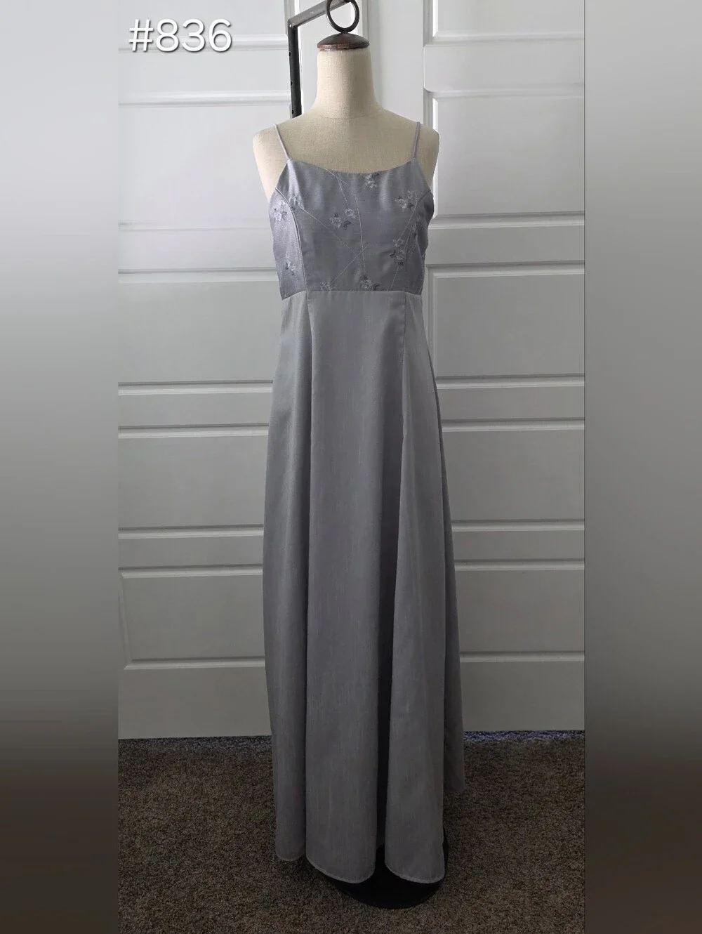 Girls' Silver-Gray Spaghetti Strap Formal Dress